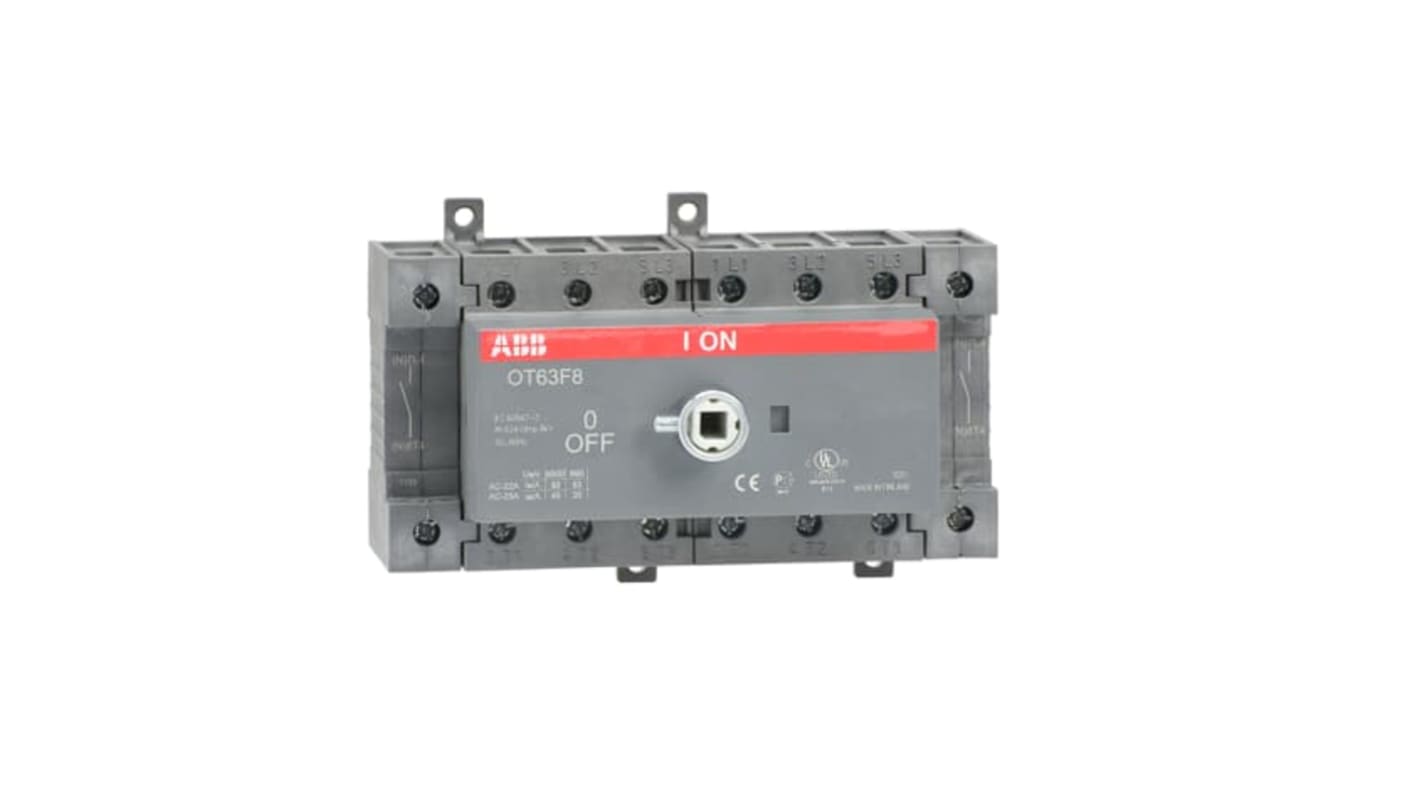 Sezionatore con interruttore ABB 1SCA105381R1001 OT63F8 serie OT, OT, 63A, Montaggio su base OT63F8, IP20