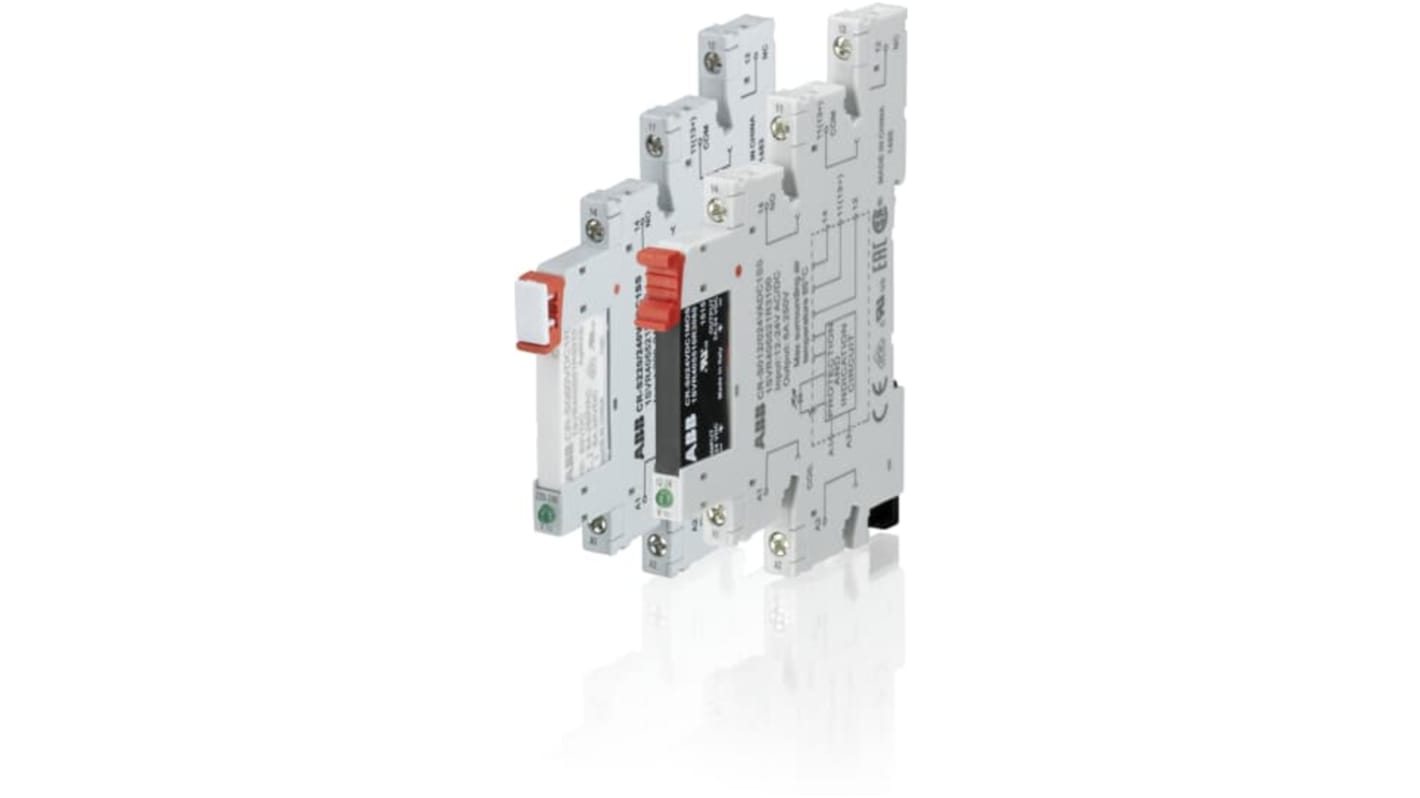 ABB CR-S 1 Pin 6 → 24V dc DIN Rail Relay Socket, for use with CR-S Interface Relay