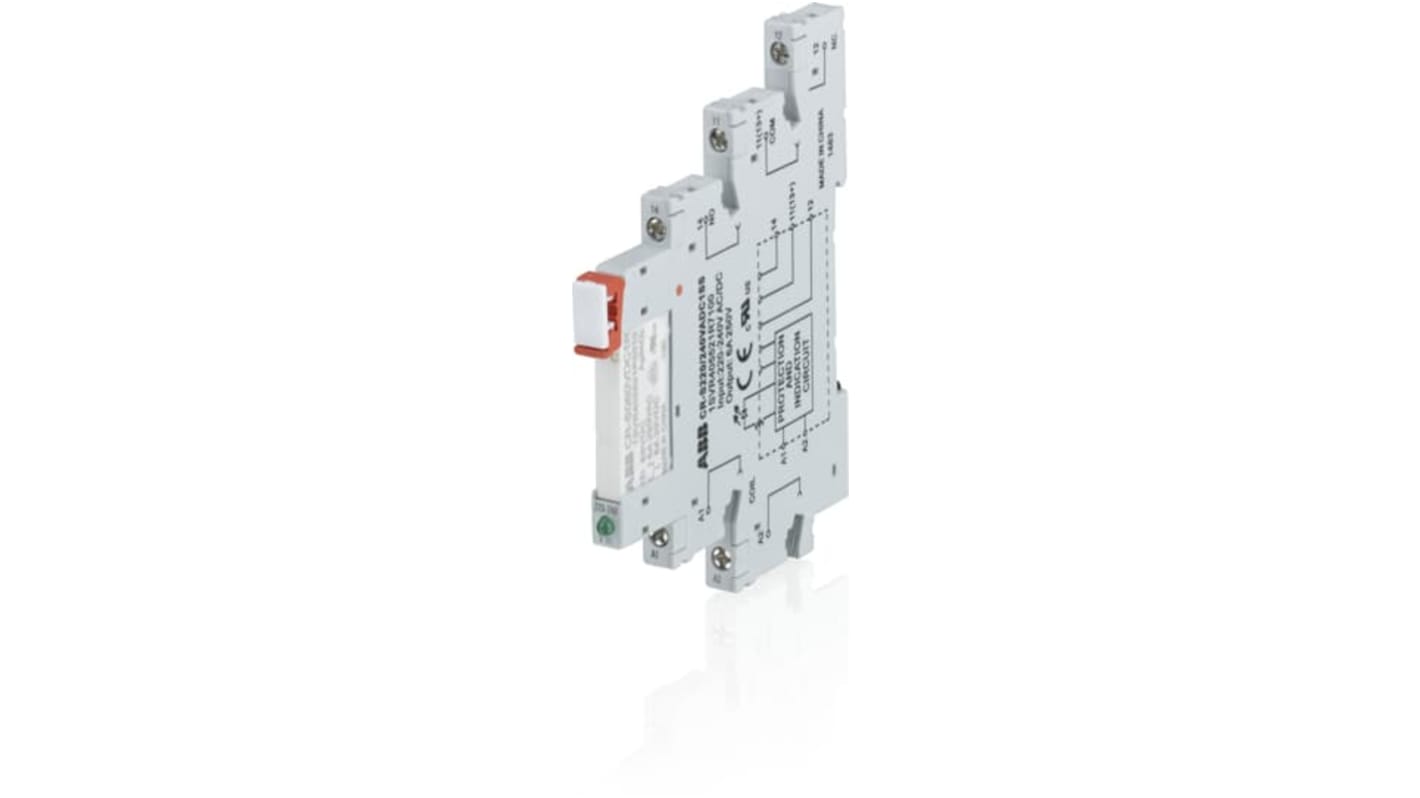 Support relais ABB série CR-S 1 contacts, Rail DIN, 220 → 240V c.a. / V c.c., pour Relais d'interface CR-S.