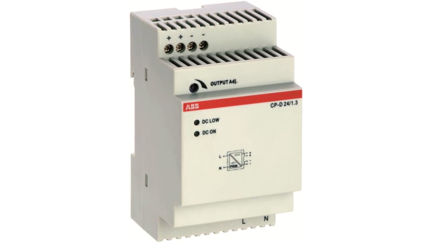 ABB CP-D Getaktet DIN-Schienen Netzteil, 100 → 240V ac, 24V dc / 1.3A