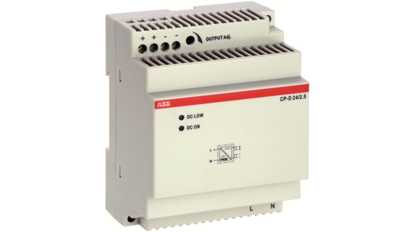 ABB CP-D Getaktet DIN-Schienen Netzteil, 100 → 240V ac, 24V dc / 2.5A