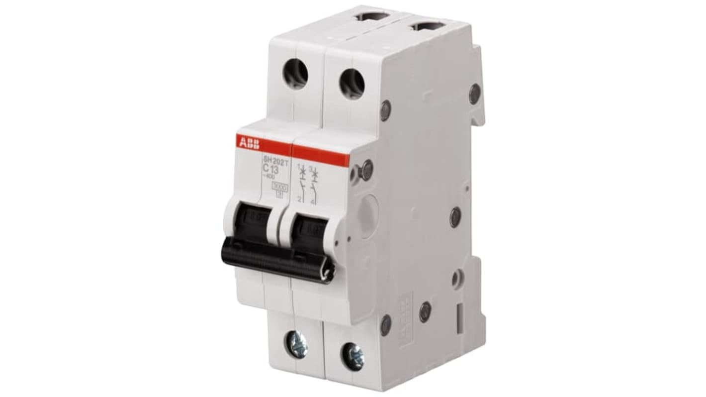 ABB Compact Home SH200T MCB, 2P Poles, 6A Curve C