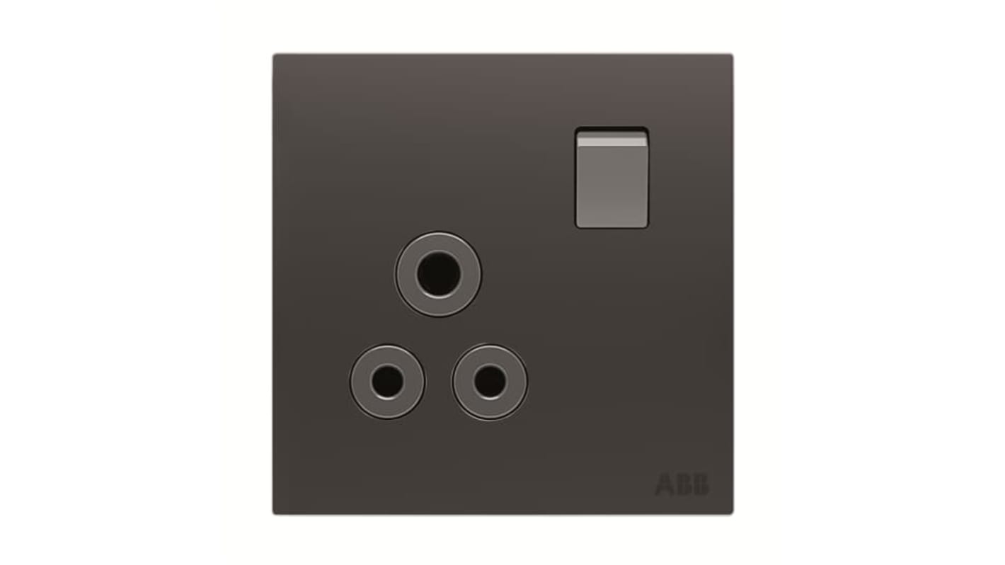 ABB Black 1 Gang Plug Socket, 2 Poles, 5A