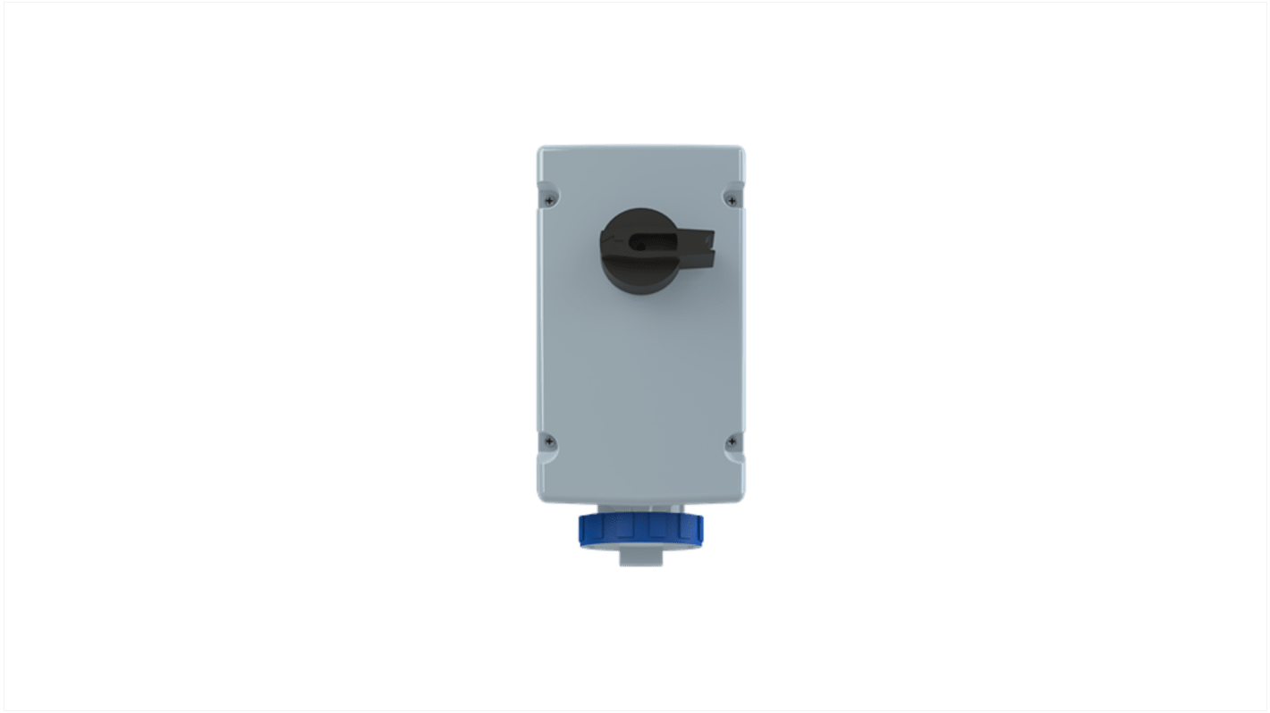 Connecteur Industriel Femelle 3P commutable Bleu IP67,250 V,16A Verticale