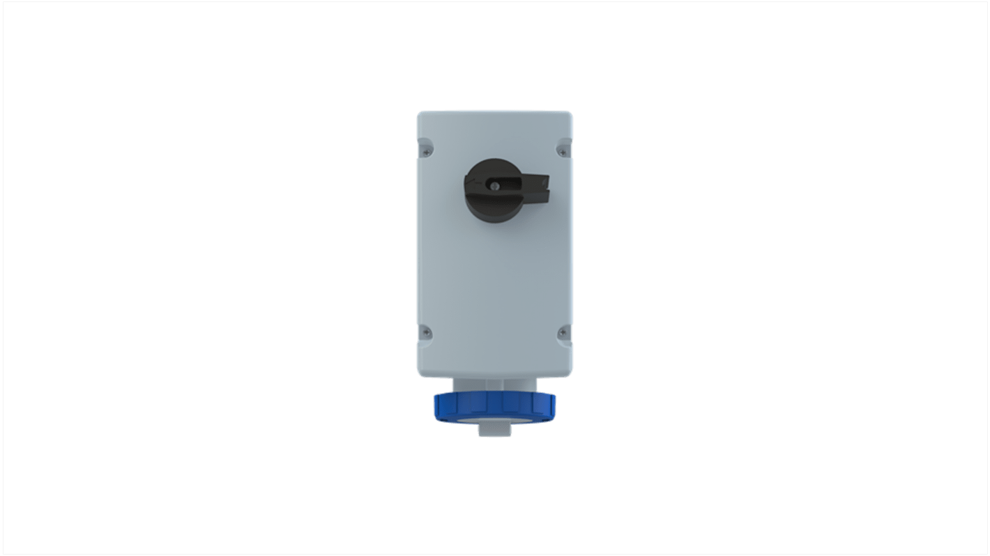 Connecteur Industriel Femelle 2P+E commutable Bleu IP67,250 V,32A Verticale