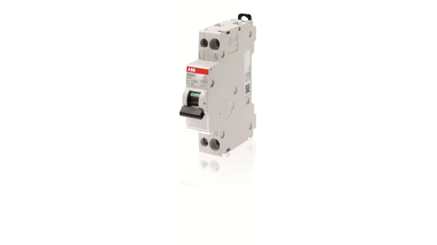 ABB RCBO, 10A Current Rating, 2P Poles, 30mA Trip Sensitivity