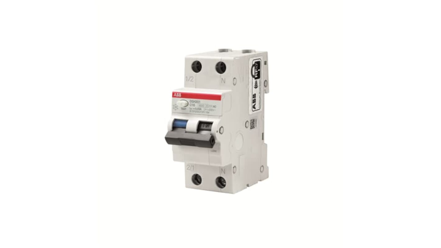 ABB RCBO, 16A Current Rating, 2P Poles, Type AC