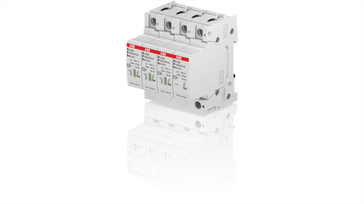 Dispositivo de protección frente a transitorios ABB, 400 V ac, 40kA, Carril DIN