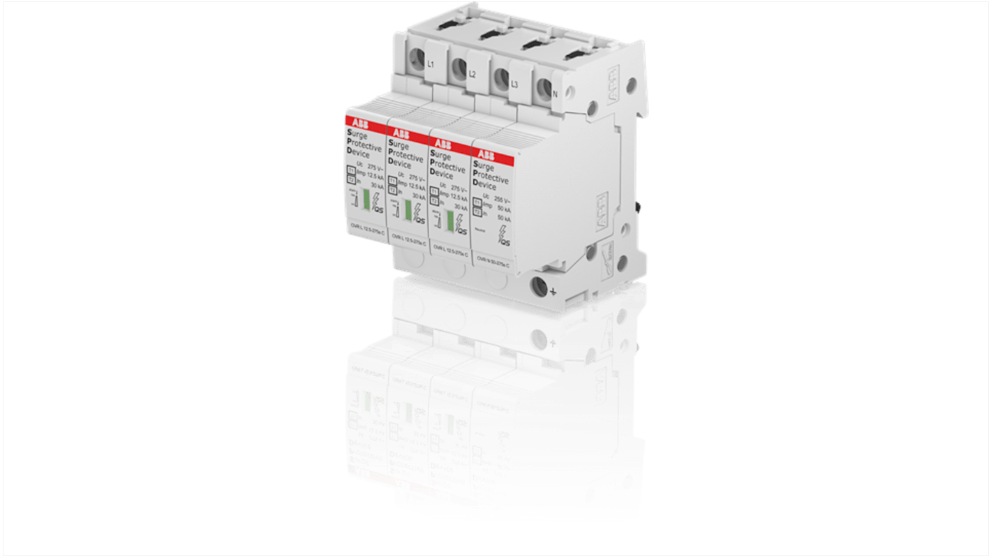 Dispositivo de protección frente a transitorios ABB, 400 V ac, 80kA, Carril DIN