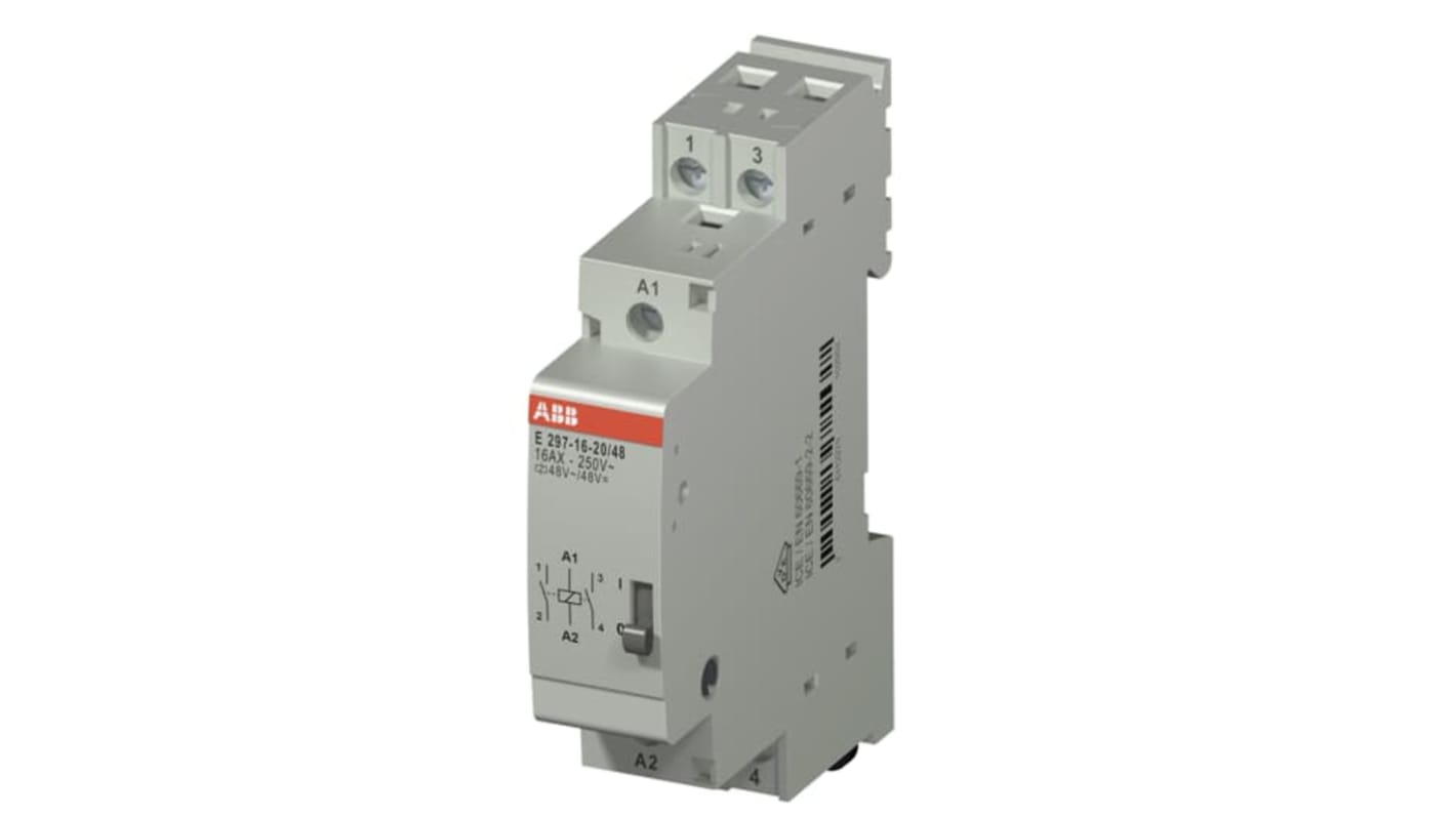 ABB DIN Rail Power Relay, 48V dc Coil, 16A Switching Current