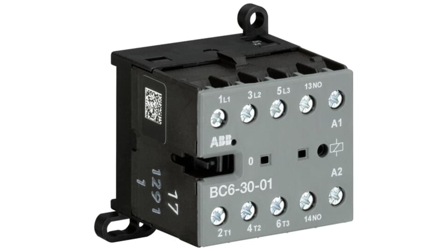 ABB BC6-30-01 Contactor, 24 V Coil, 3-Pole, 20 A, 4 kW, 3NO