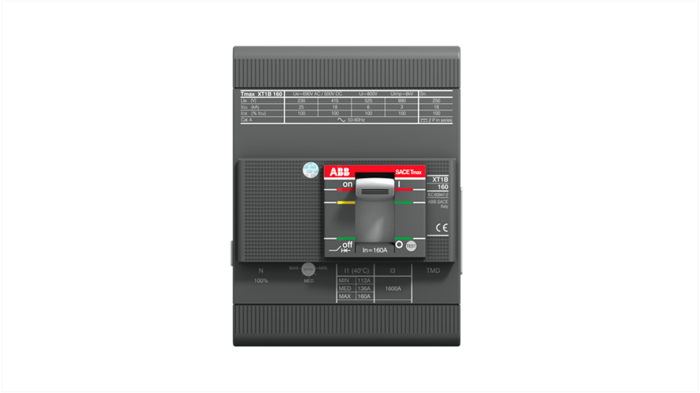 Interruttore automatico con contenitore stampato MCCB 1SDA066888R1 XT1B 160 TMD 125A FF, 4, 125A, Fissa