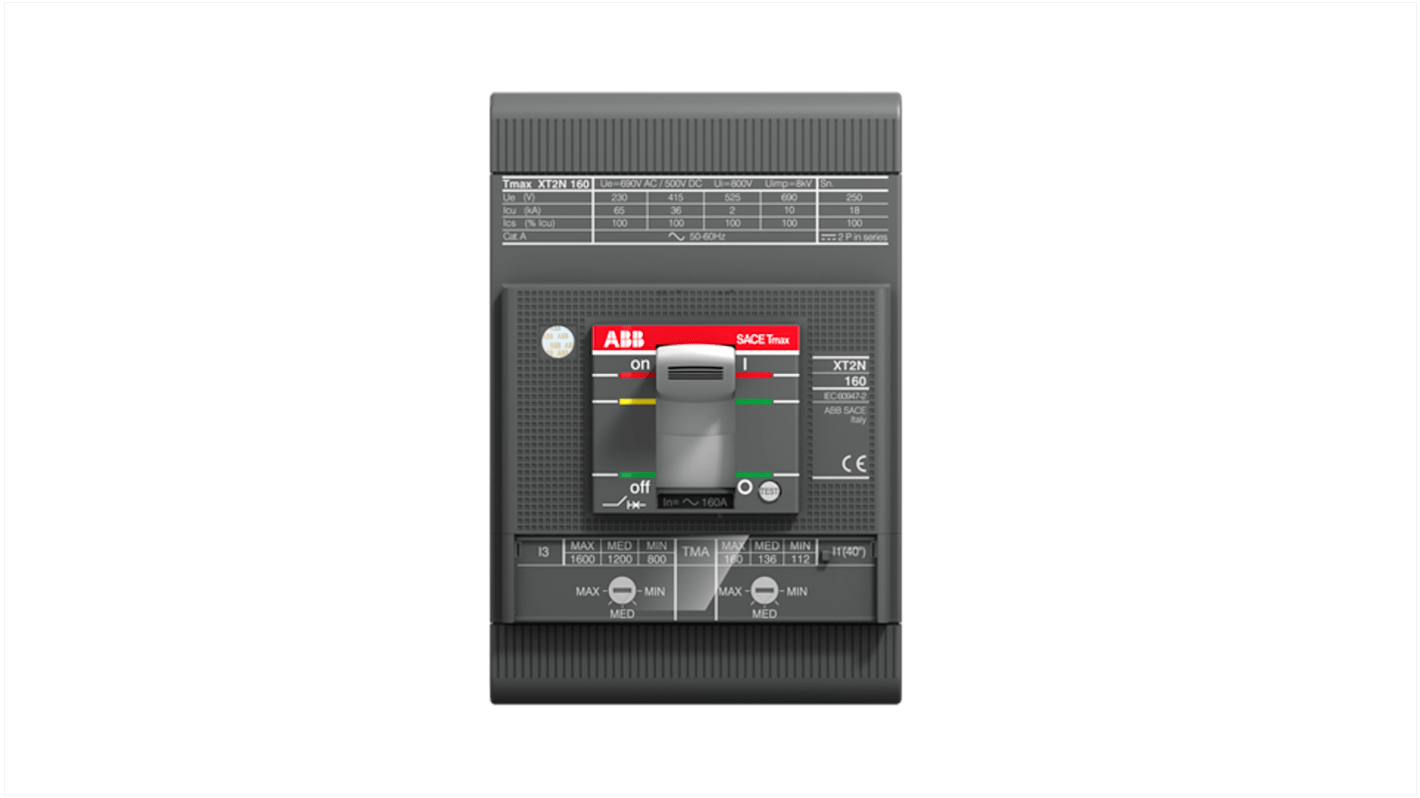 Interruttore automatico con contenitore stampato MCCB 1SDA067558R1 XT2S 160 TMA 100A FF, 3, 100A, Fissa