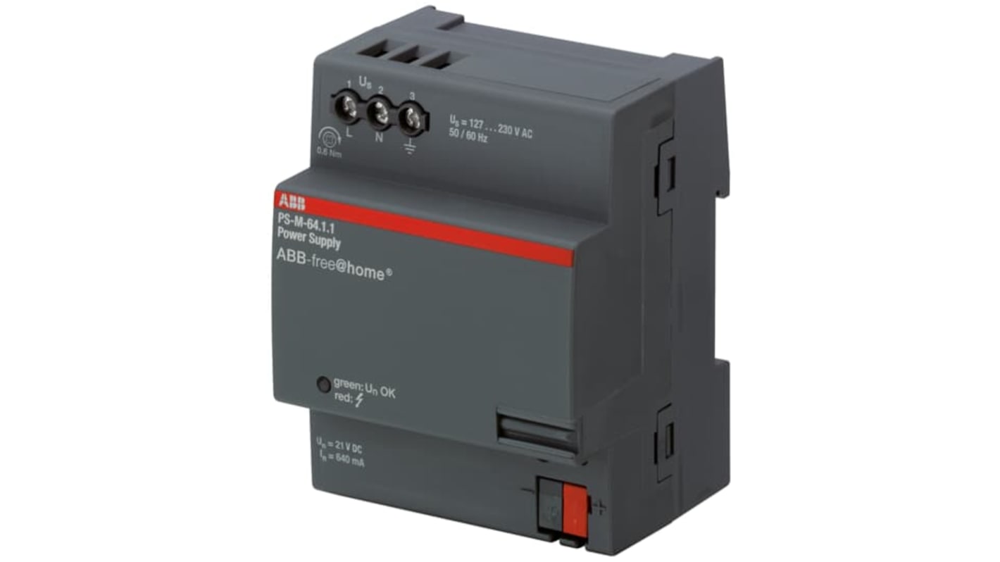 Alimentation pour rail DIN ABB, série PS-M, 21 → 30V c.c.out 640mA, 85 → 265V c.a.in