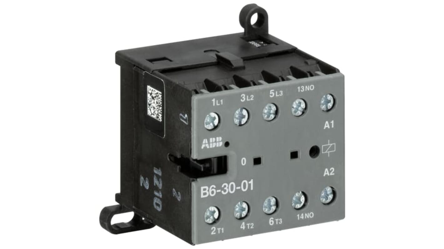 ABB B6-30-01 Contactor, 127 V Coil, 3-Pole, 20 A, 4 kW, 3NO