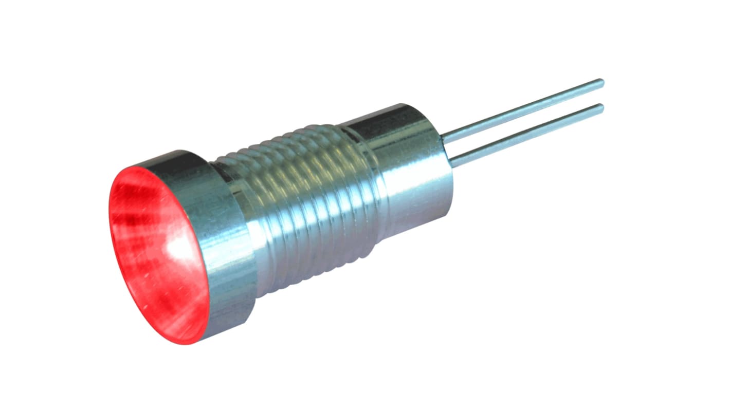 Oxley OXL/CLH/80 Series Red Panel LED, 5V ac/dc, 8mm Mounting Hole Size, Lead Wires Termination, IP67