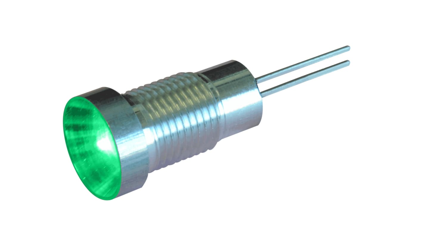 Oxley OXL/CLH/80 Series Green Panel LED, 12V ac, 8mm Mounting Hole Size, Lead Wires Termination, IP67