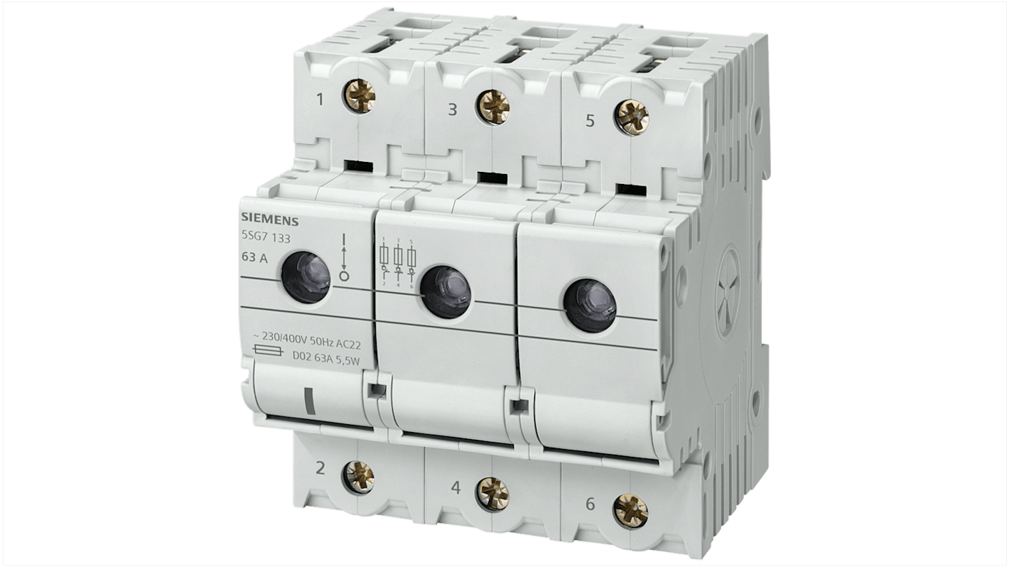 Sezionatore portafusibili Siemens 5SG7133-8BA35, corrente max 35A Integrato, 3, fusibile D02 MINIZED 5SG