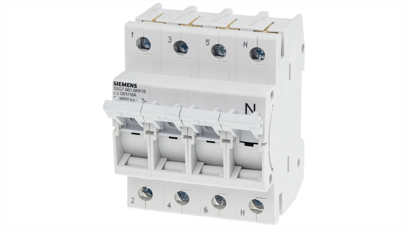 Siemens 5SG Sicherungstrennschalter 4-polig, 16A, MINIZED Geschlossen, D01 Sicherungsgröße