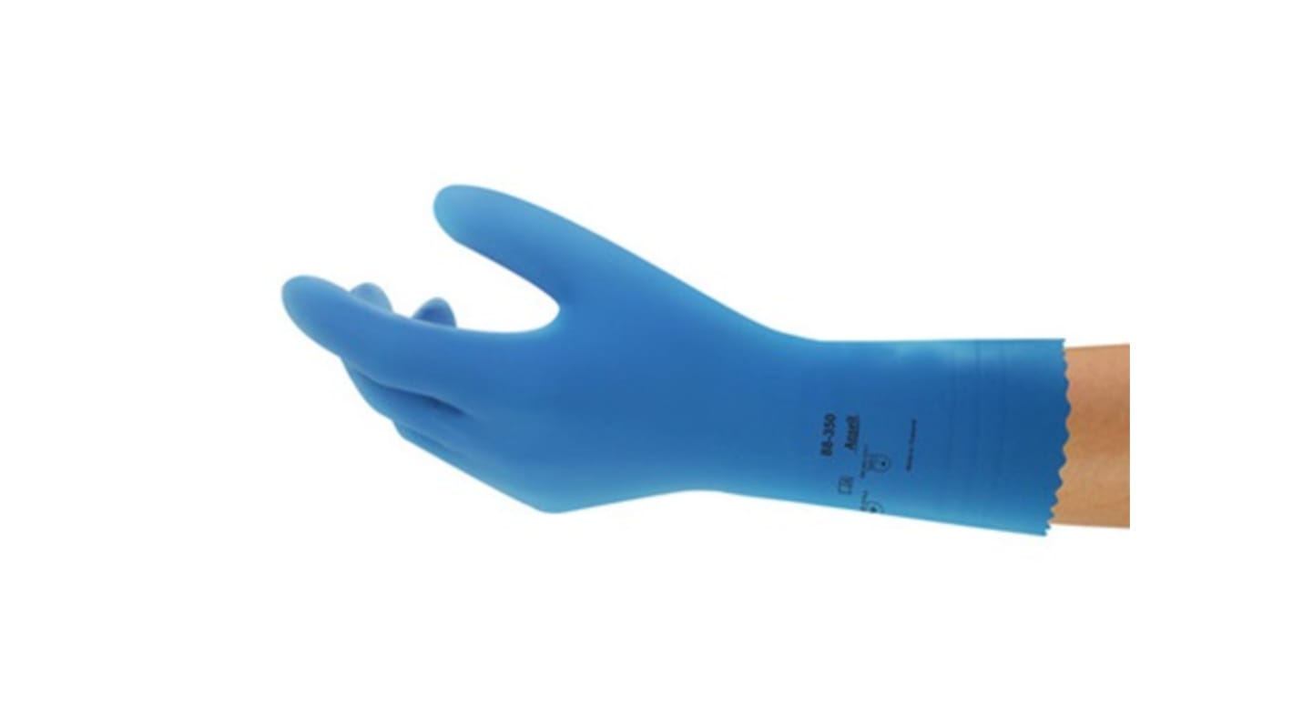 Ansell AlphaTec Blue Latex Chemical Resistant Work Gloves, Size 9.5, Large, Latex Coating