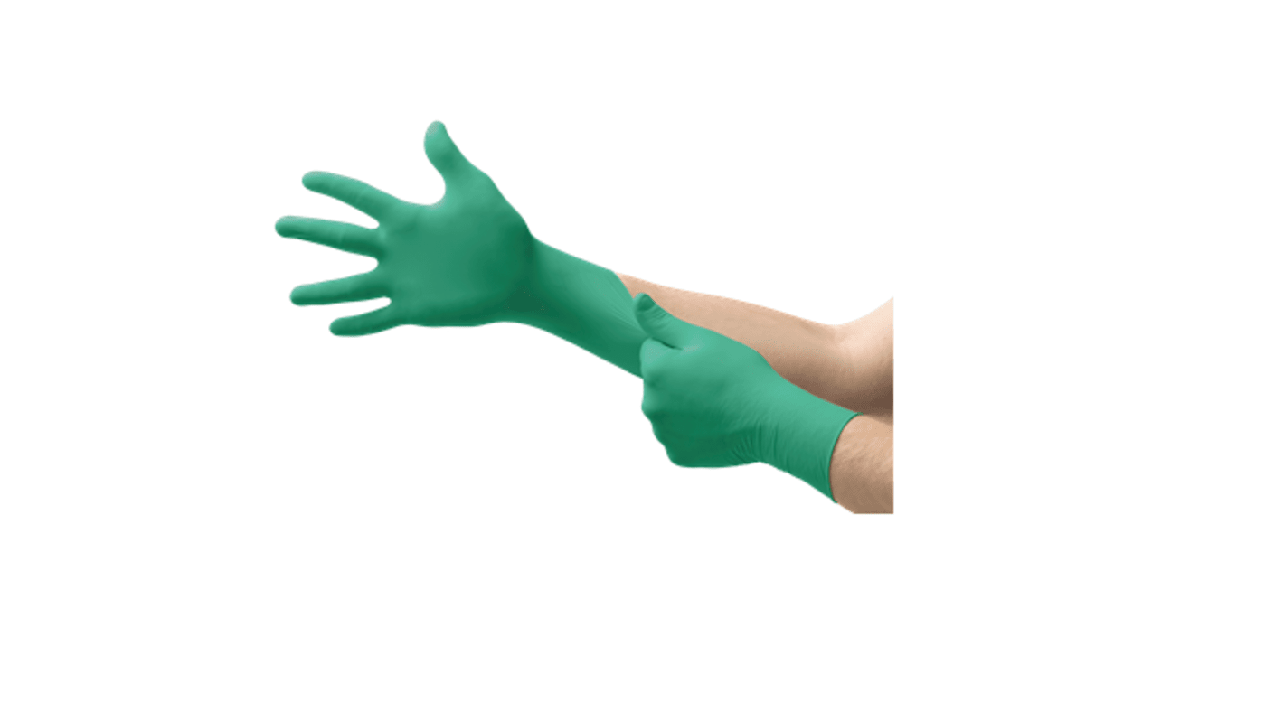 Ansell TouchNTuff Green Chemical Resistant Work Gloves, Size 7, Small, Nitrile Coating