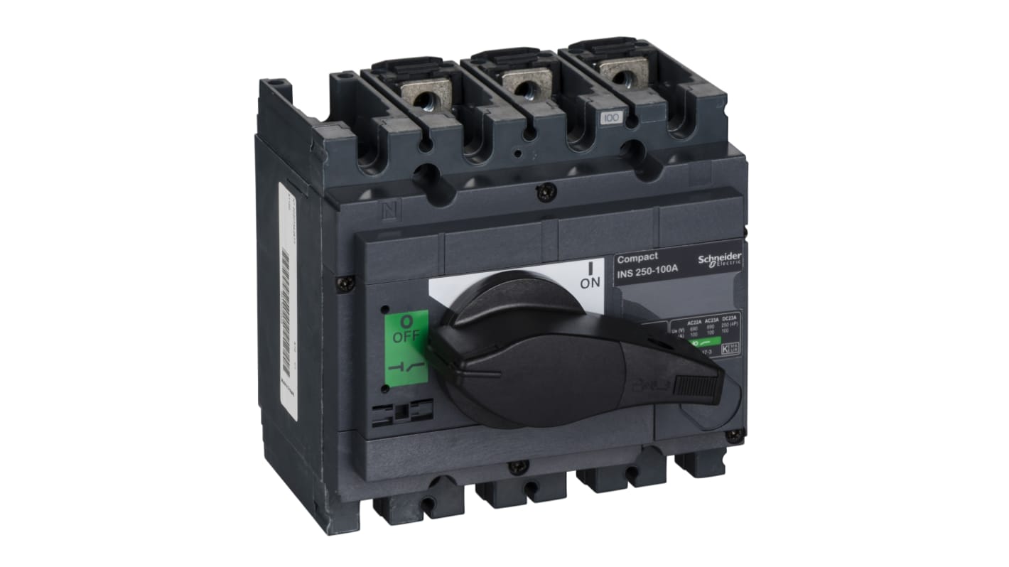 Schneider Electric 3P Pole Switch Disconnector - 100A Maximum Current, 55kW Power Rating, IP40