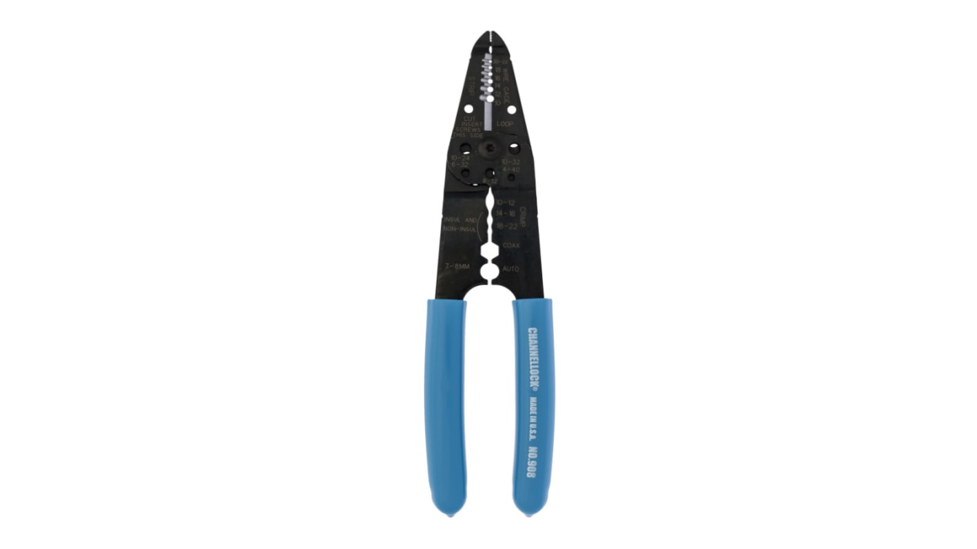 Channellock Wire Stripper, 0.8mm Min, 10AWG Max, 210 mm Overall