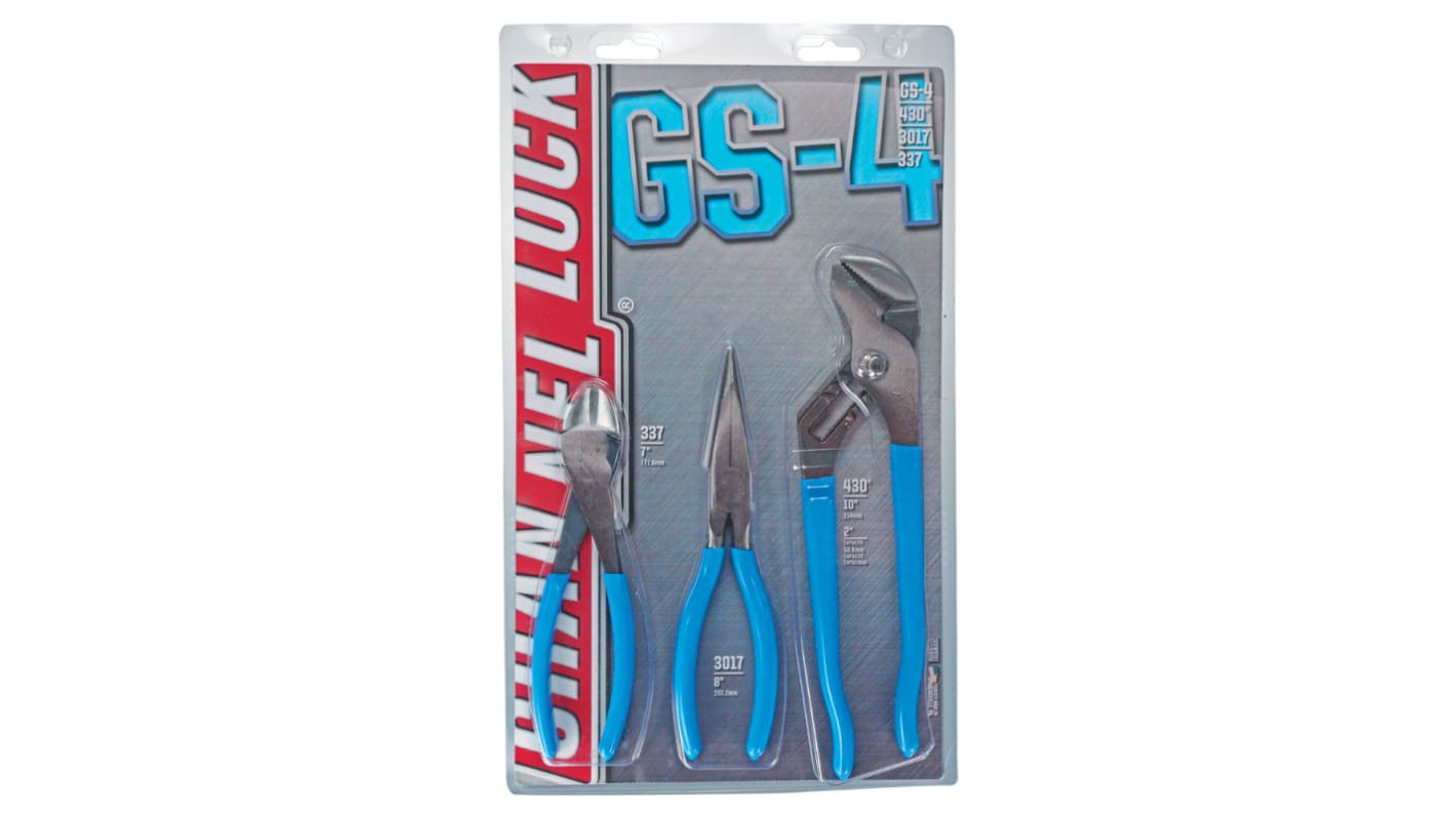 GS4 Channellock 3Piece Plier Set, 184 mm, 203 mm, 254 mm Overall RS