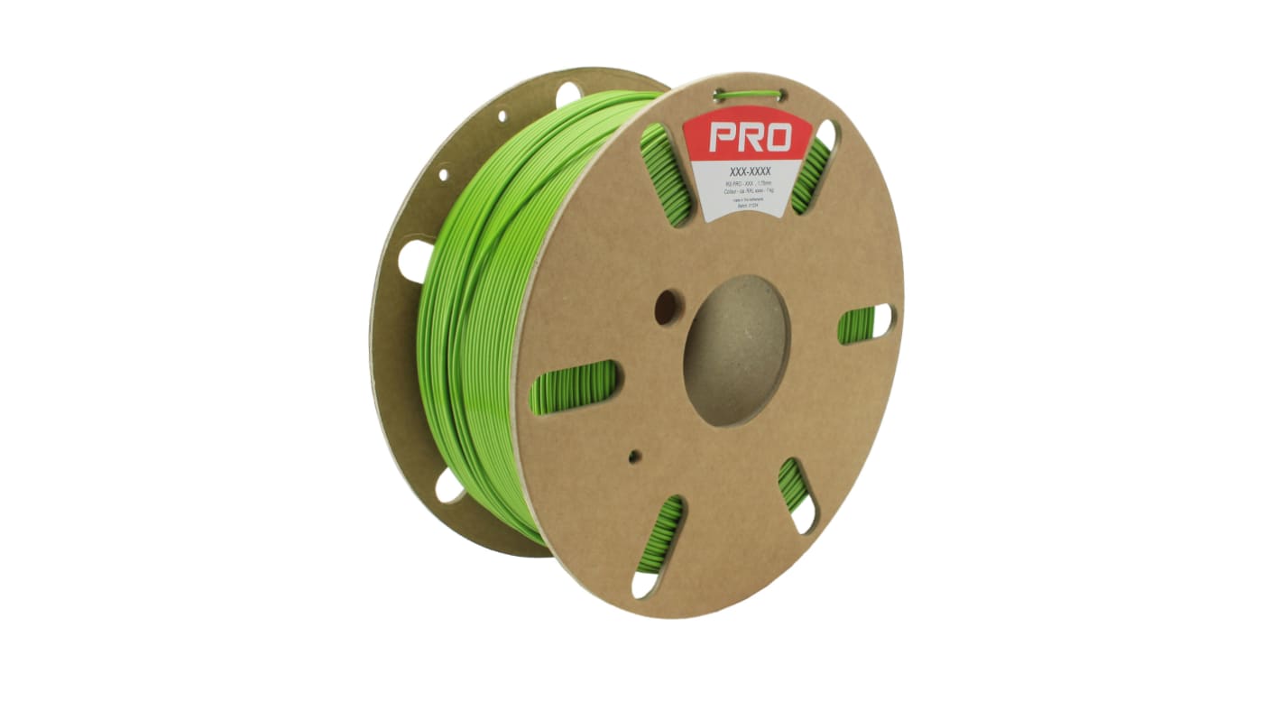 RS PRO PET 3D-Drucker Filament zur Verwendung mit Gängige Desktop-3D-Drucker, Grün, 1.75mm, FDM, 1kg