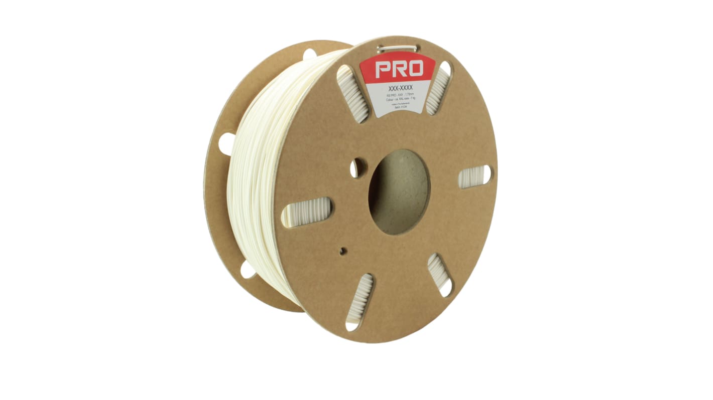 Filament pour imprimante 3D RS PRO, PET, Ø 1.75mm, Blanc, 1kg, FDM