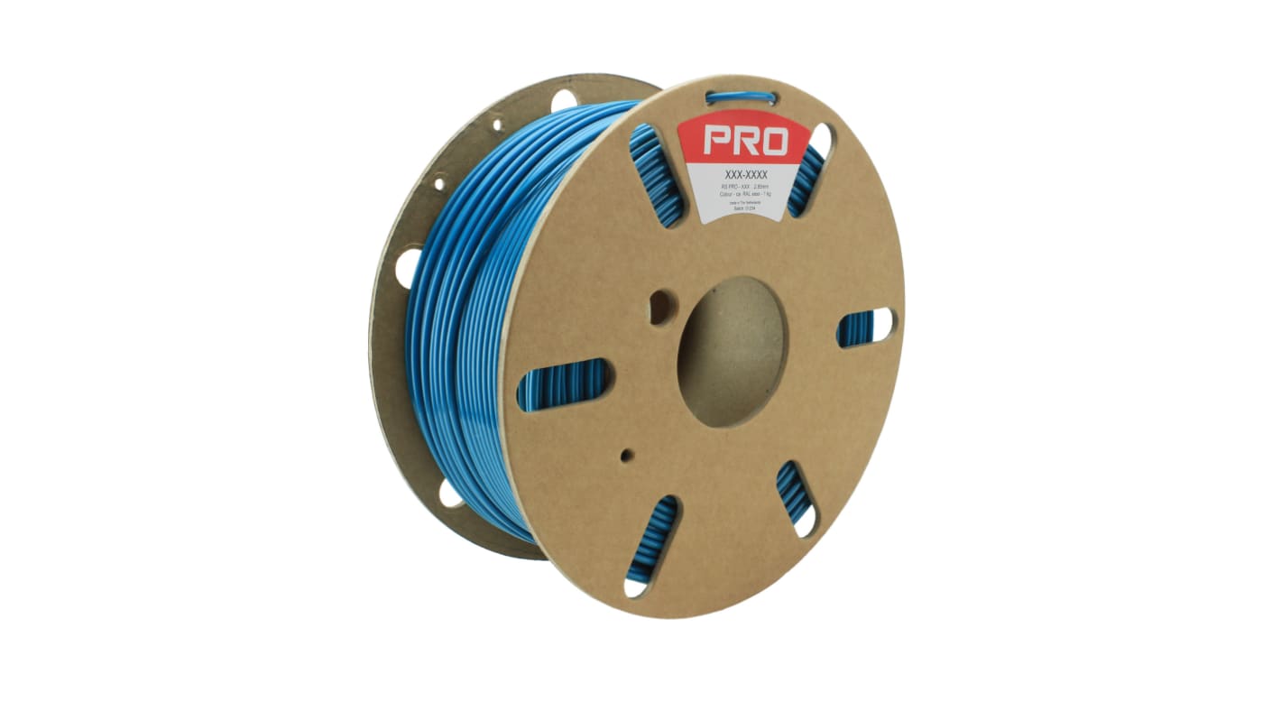 RS PRO 2.85mm Blue PET 3D Printer Filament, 1kg