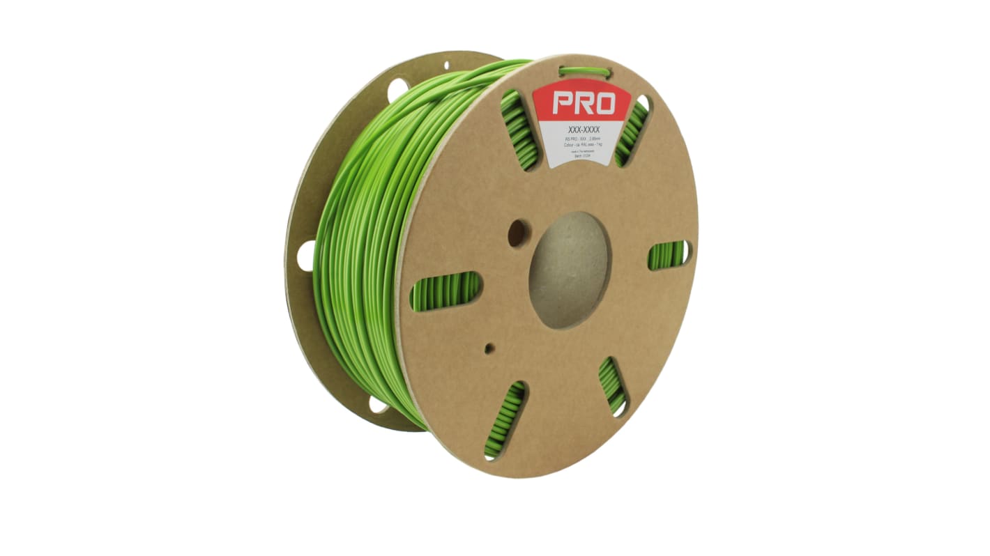 Filamento para impresora 3D FDM, PET, 2.85mm, Verde, 1kg RS PRO