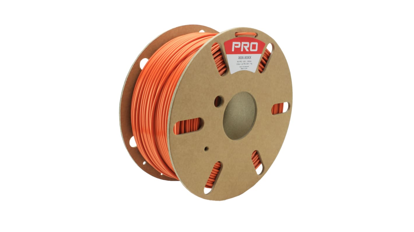 Filament pour imprimante 3D RS PRO, PET, Ø 2.85mm, Orange, 1kg, FDM