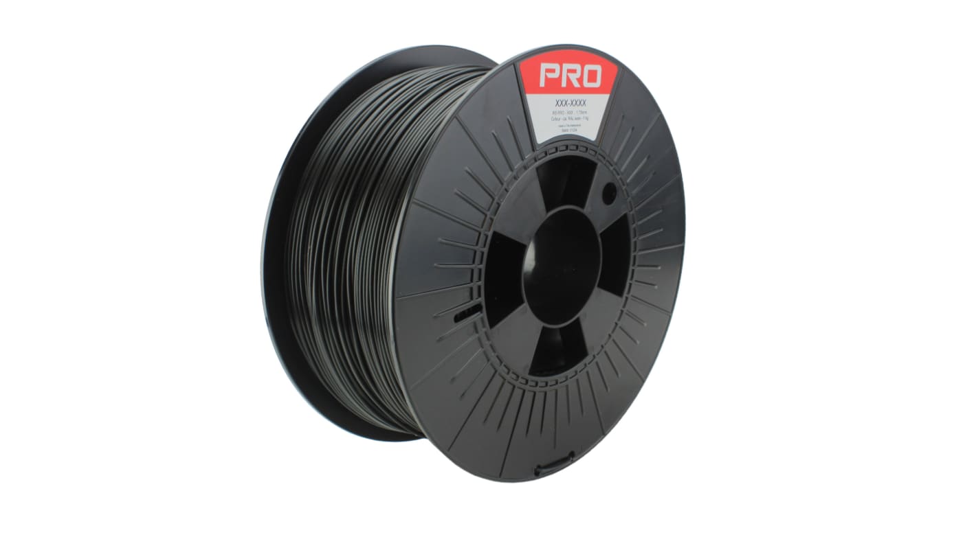 RS PRO 1.75mm Black Tough PLA 3D Printer Filament, 1kg