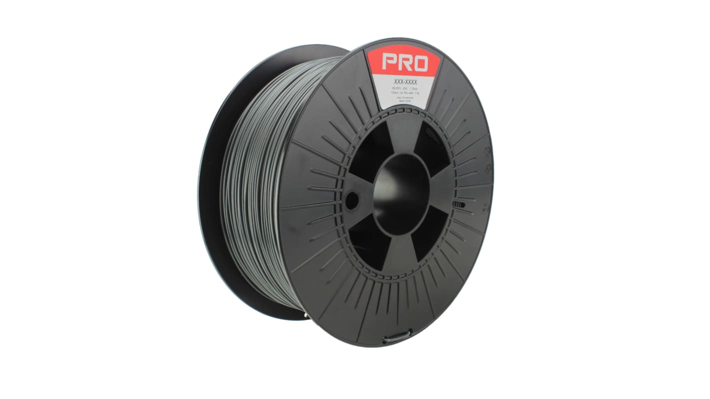 RS PRO Robustes PLA 3D-Drucker Filament zur Verwendung mit Gängige Desktop-3D-Drucker, Grau, 1.75mm, FDM, 1kg