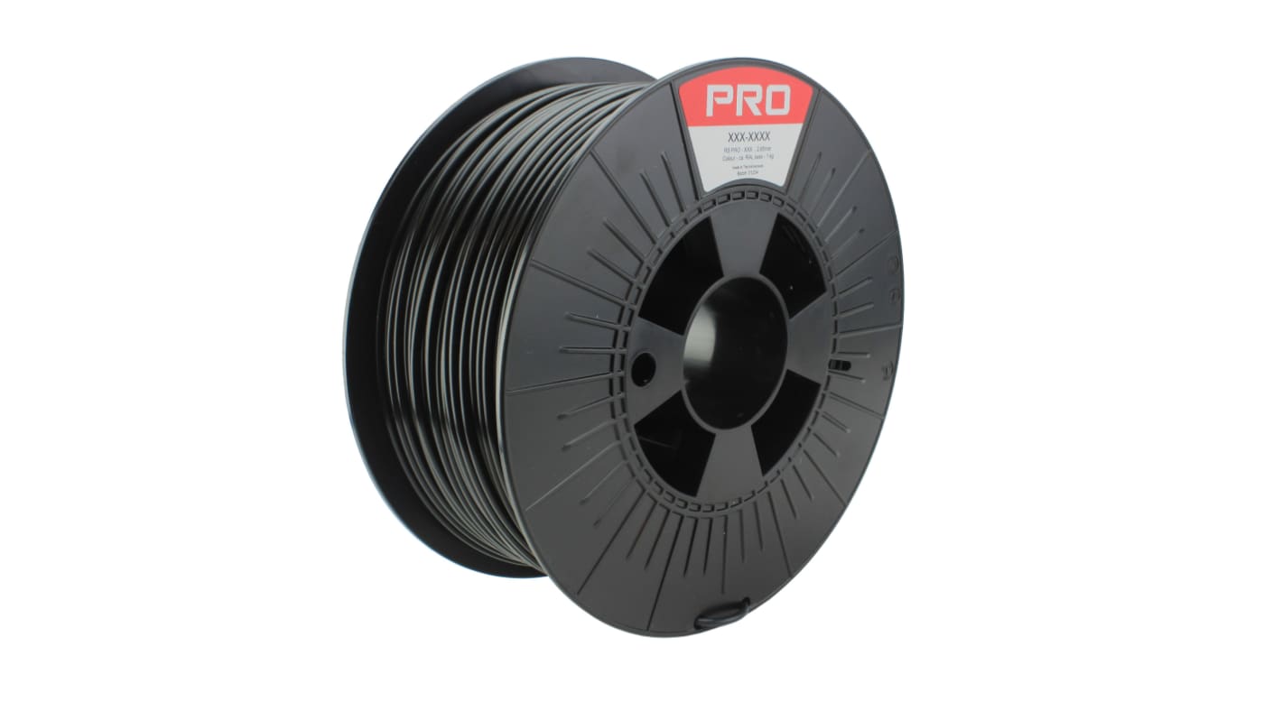 RS PRO Robustes PLA 3D-Drucker Filament zur Verwendung mit Gängige Desktop-3D-Drucker, Schwarz, 2.85mm, FDM, 1kg