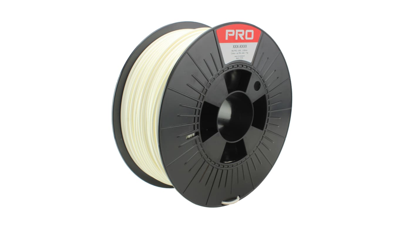 RS PRO Robustes PLA 3D-Drucker Filament zur Verwendung mit Gängige Desktop-3D-Drucker, Weiß, 2.85mm, FDM, 1kg