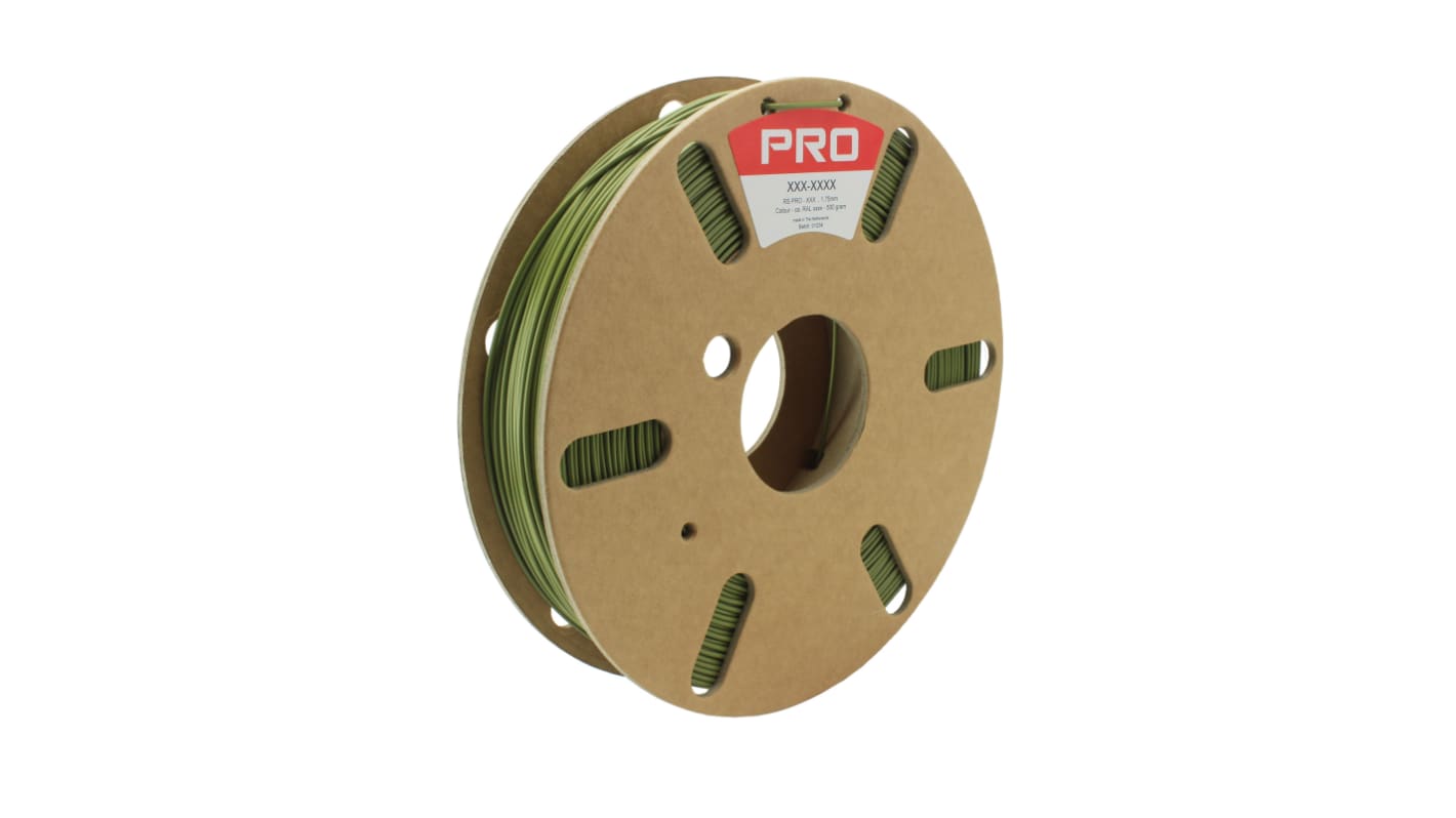 Filamento para impresora 3D FDM, PLA reciclado, 1.75mm, Verde, 500g RS PRO