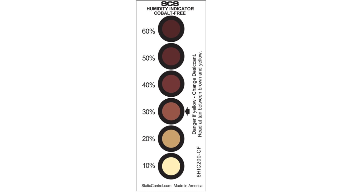 Étiquette de sécurité Argent, Jaune, "Humidity Indicator"