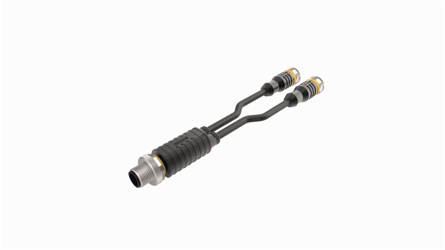 Turck Straight Female 8 way M12 to Straight Male M12 Sensor Actuator Cable, 150mm