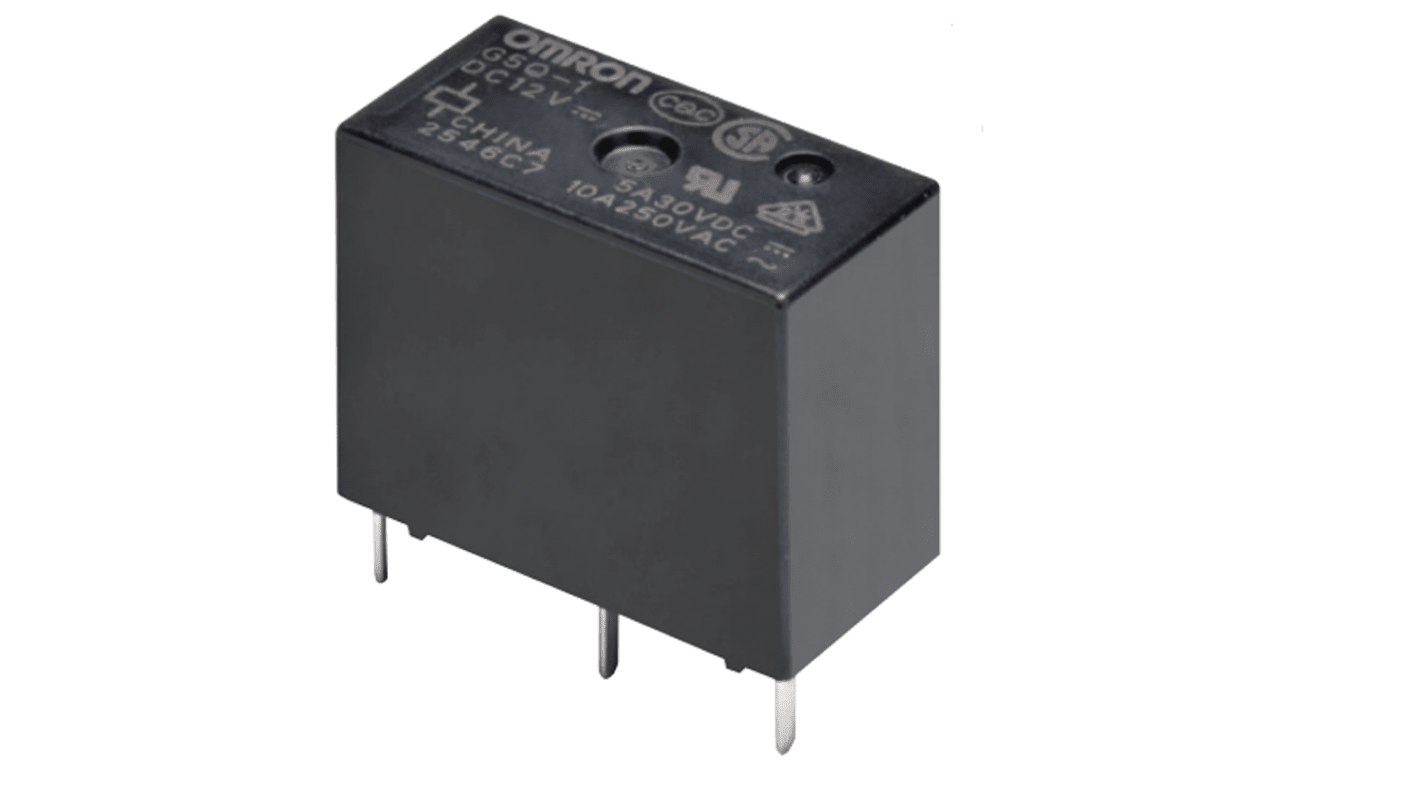 Omron PCB Mount Non-Latching Relay, 12V dc Coil, 10A Switching Current, SPST