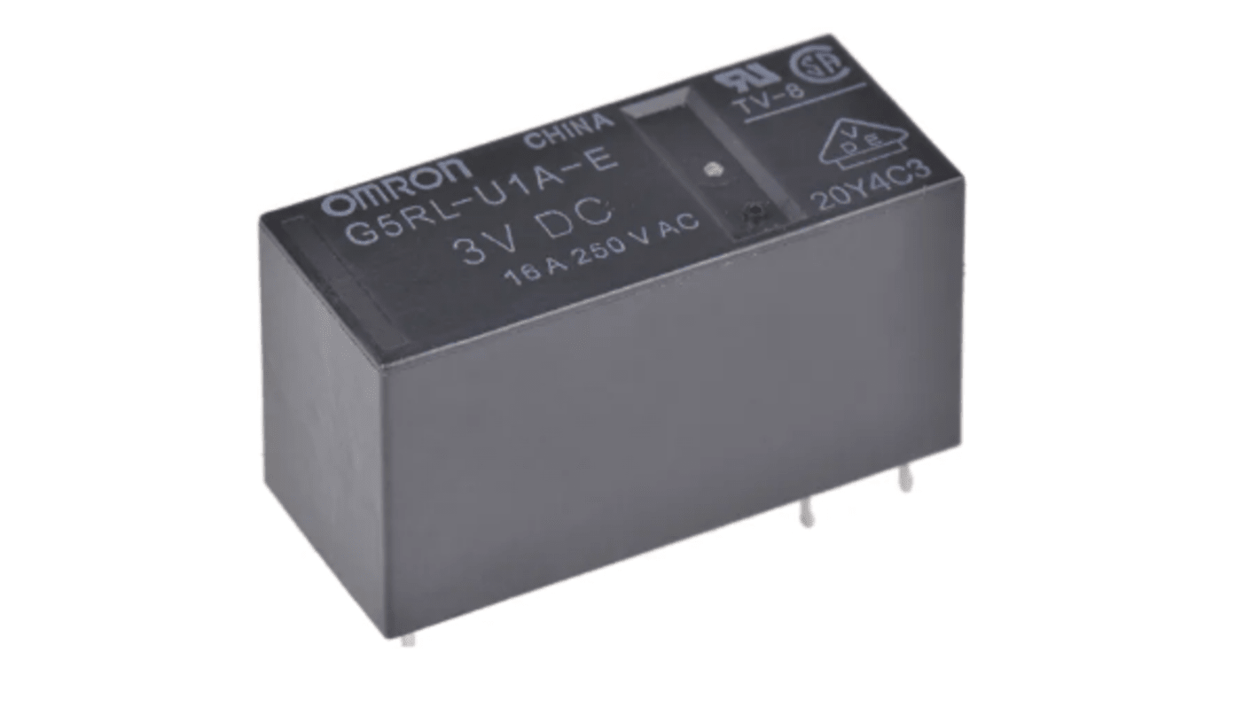 Omron PCB Mount Non-Latching Relay, 12V dc Coil, 16A Switching Current, SPST