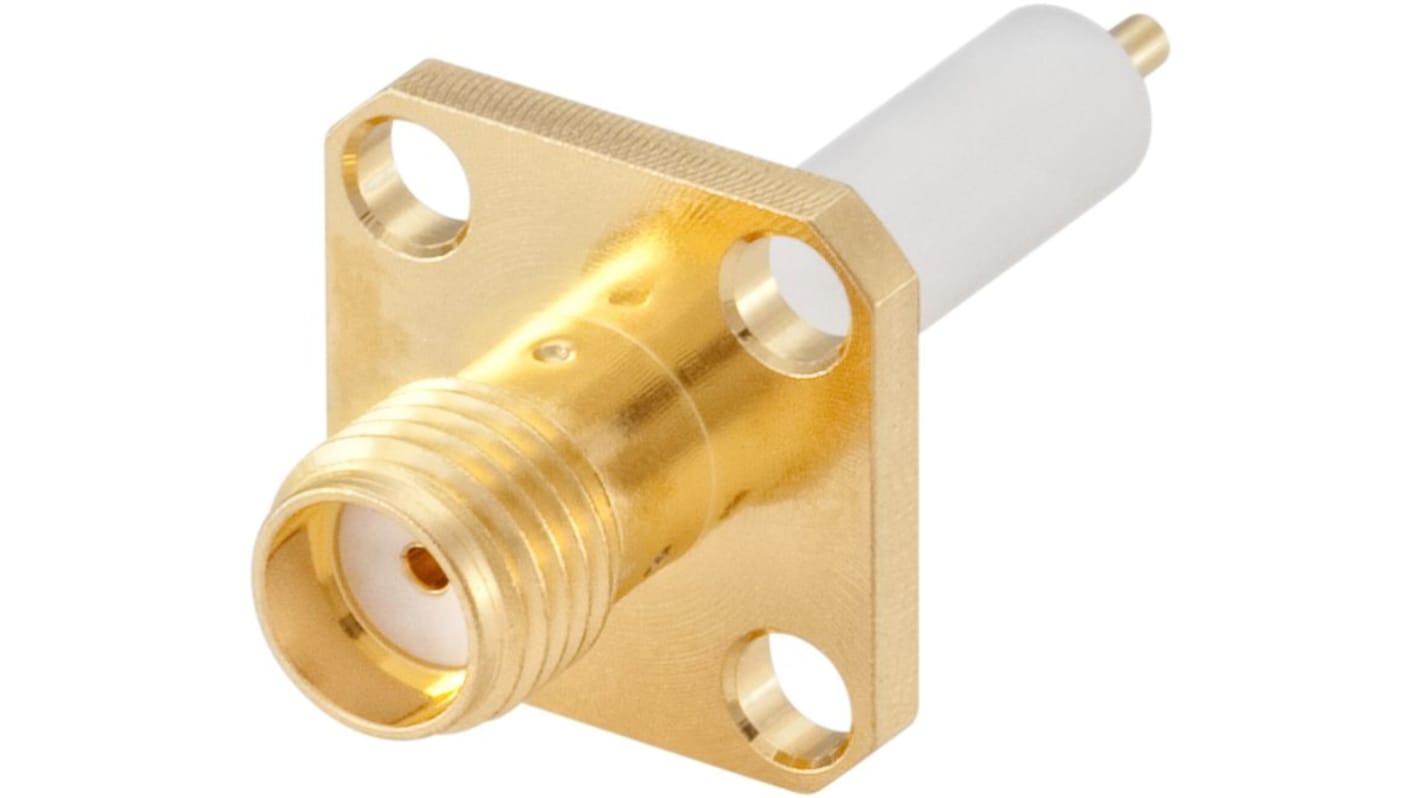 Conector SMA Rosenberger 32K449-500L5, Hembra, Recto, Impedancia 50Ω, Montaje en Panel, Terminación de Soldador, Oro