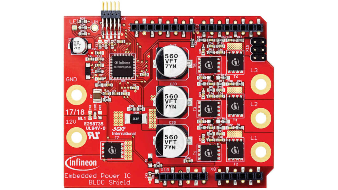 Infineon BLDC_SHIELD_TLE9879 Motor Driver for TLE9879QXA40 for Automotive, BLDC Motors, Fans, Maker Projects, Power