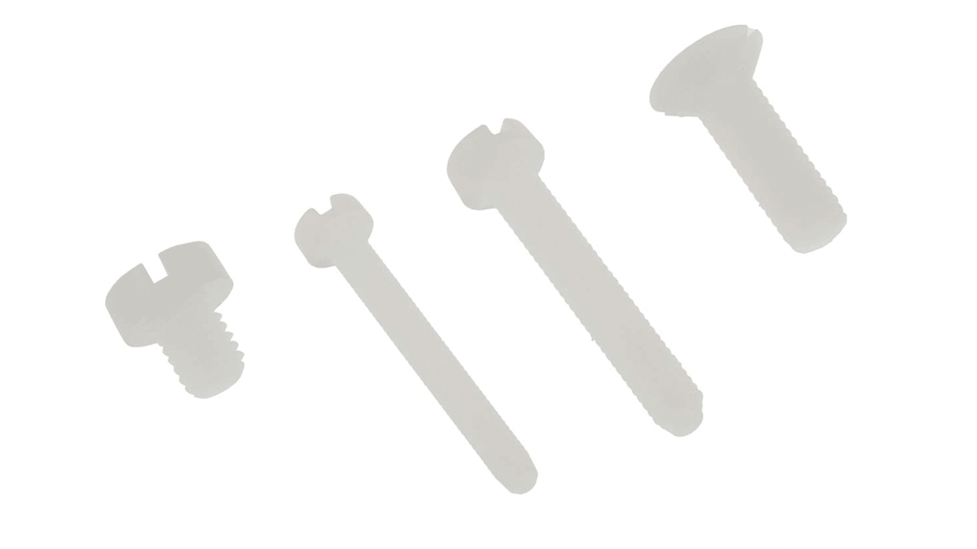 Kit de tornillos M3, M4, M5 de Nylon con huella Ranurado RS PRO, contiene 600 piezas