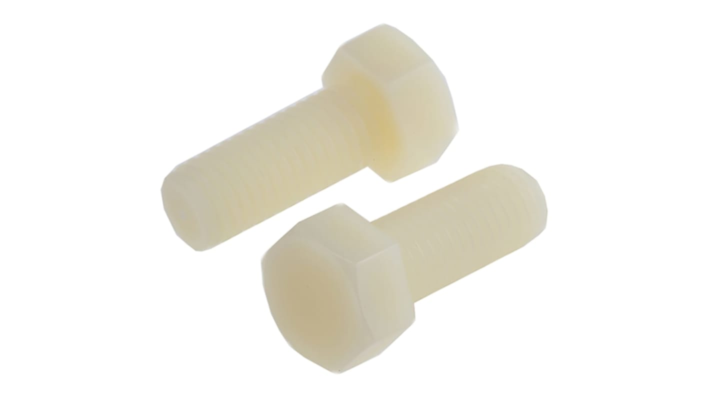 RS PRO Plain Nylon, Hex Bolt, M12 x 30mm