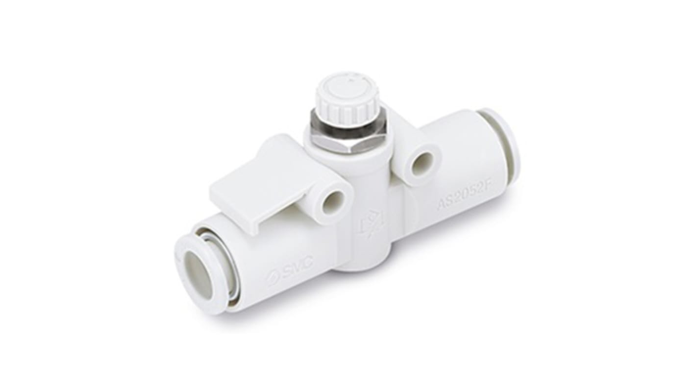 SMC AS Series Threaded Speed Controller, 8mm Tube Inlet Port x 8mm Tube Outlet Port