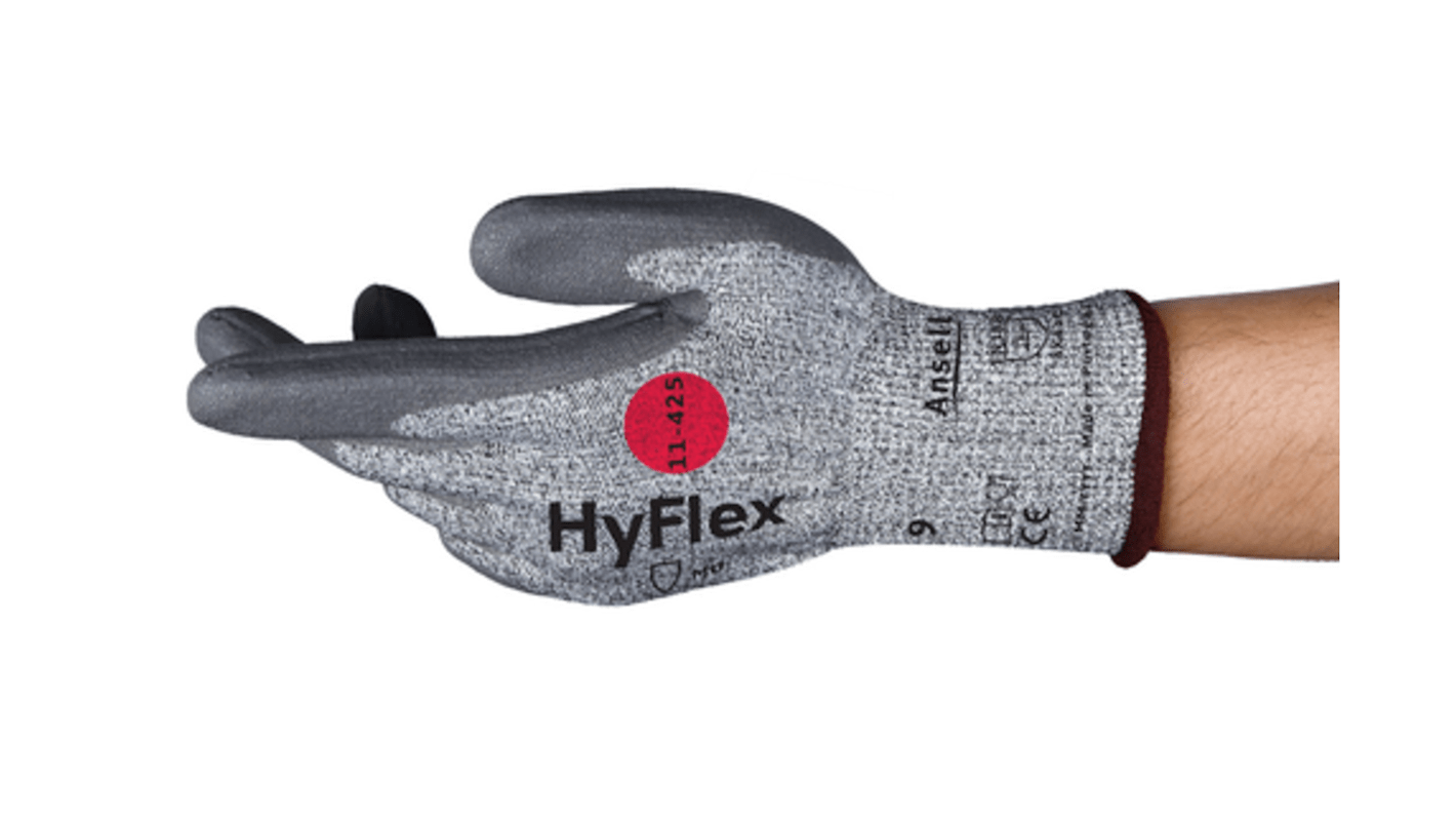 Ansell HyFlex Grey Polyamide Abrasion Resistant, Cut Resistant, DMF Free, Mechanical Protection Work Gloves, Size 10,