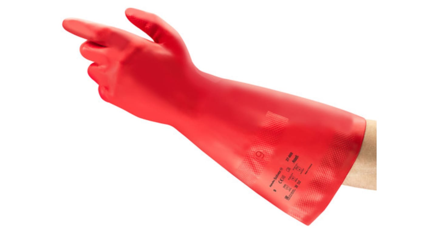 Ansell AlphaTec Red Nitrile Abrasion Resistant, Chemical Resistant Work Gloves, Size 9, Nitrile Coating