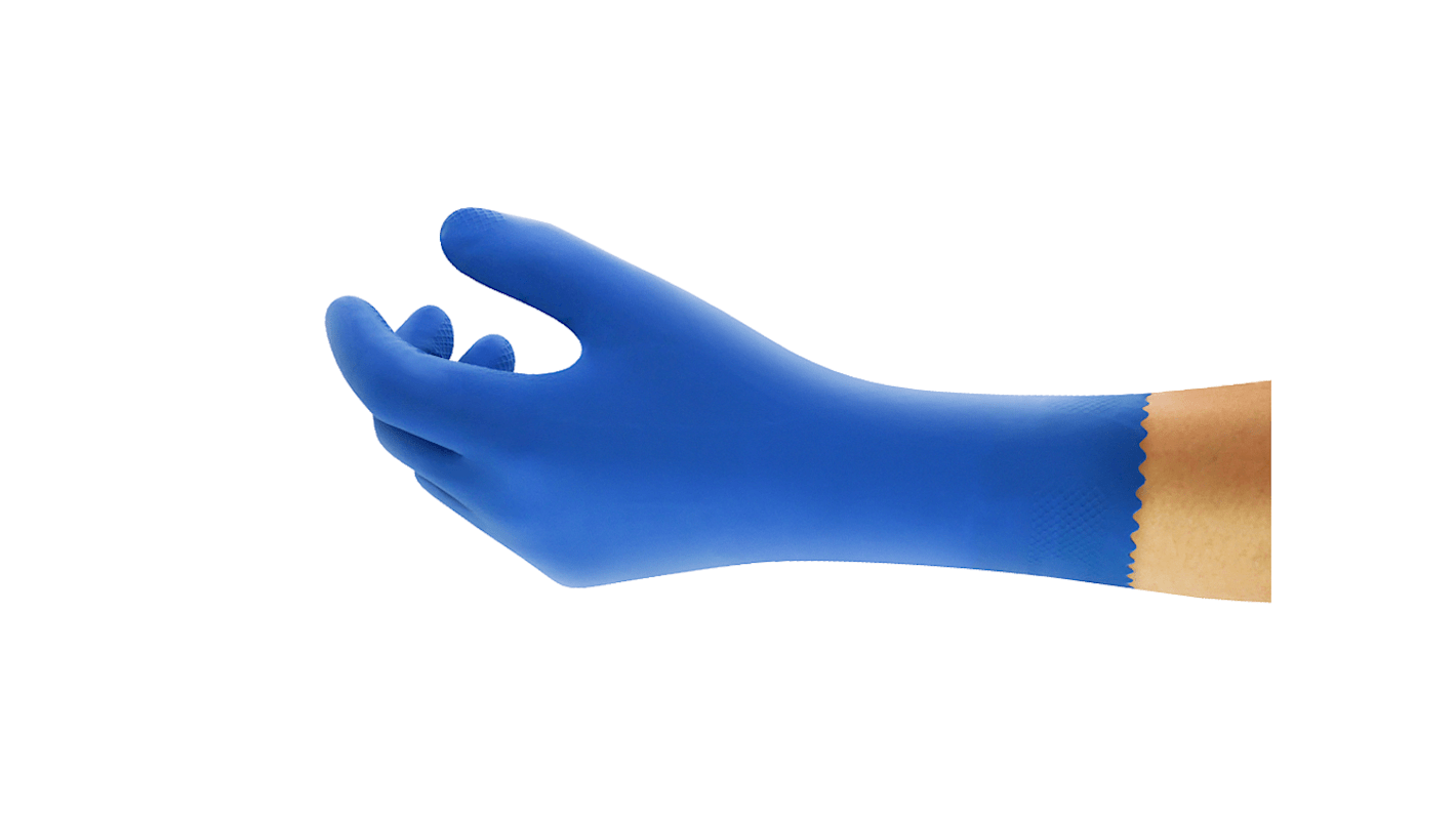 Ansell AlphaTec Blue Latex Chemical Resistant Work Gloves, Size 10, XL, Latex Coating